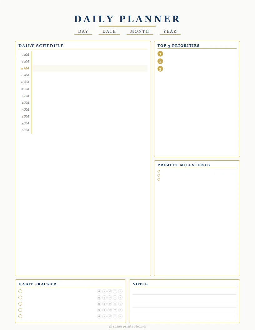 Elegant Work Daily Planner - Aesthetic Planner PDF