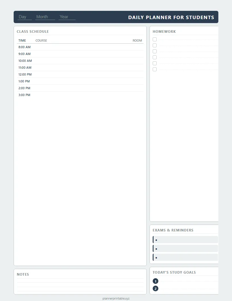 Minimalist Student Daily Planner - Aesthetic Planner PDF