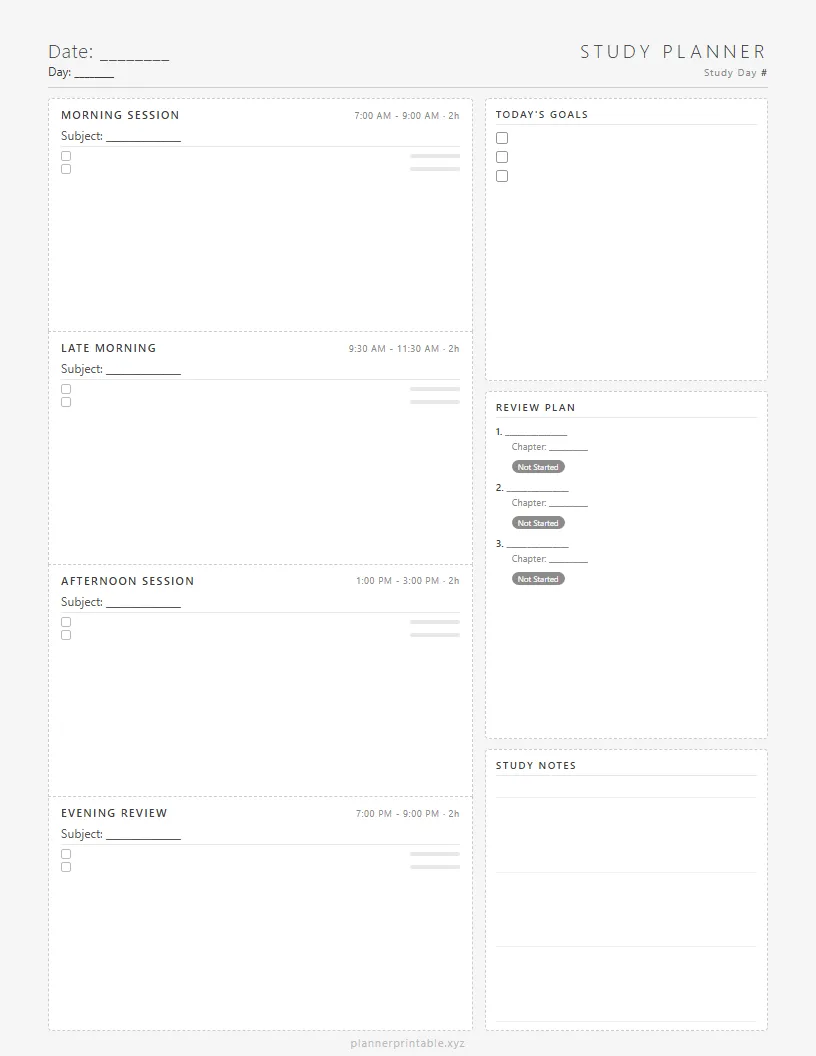 Minimalist Study Daily Planner - Aesthetic Planner PDF